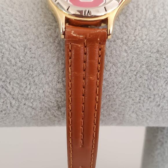 Ohio State Buckeyes Women's Watch Gold Tone Brown Band - Picture 3 of 11